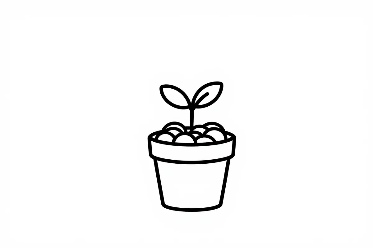 a small plant growing out of a pot filled with coins