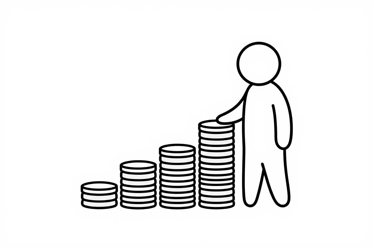 coins stacked in towers of increasing height