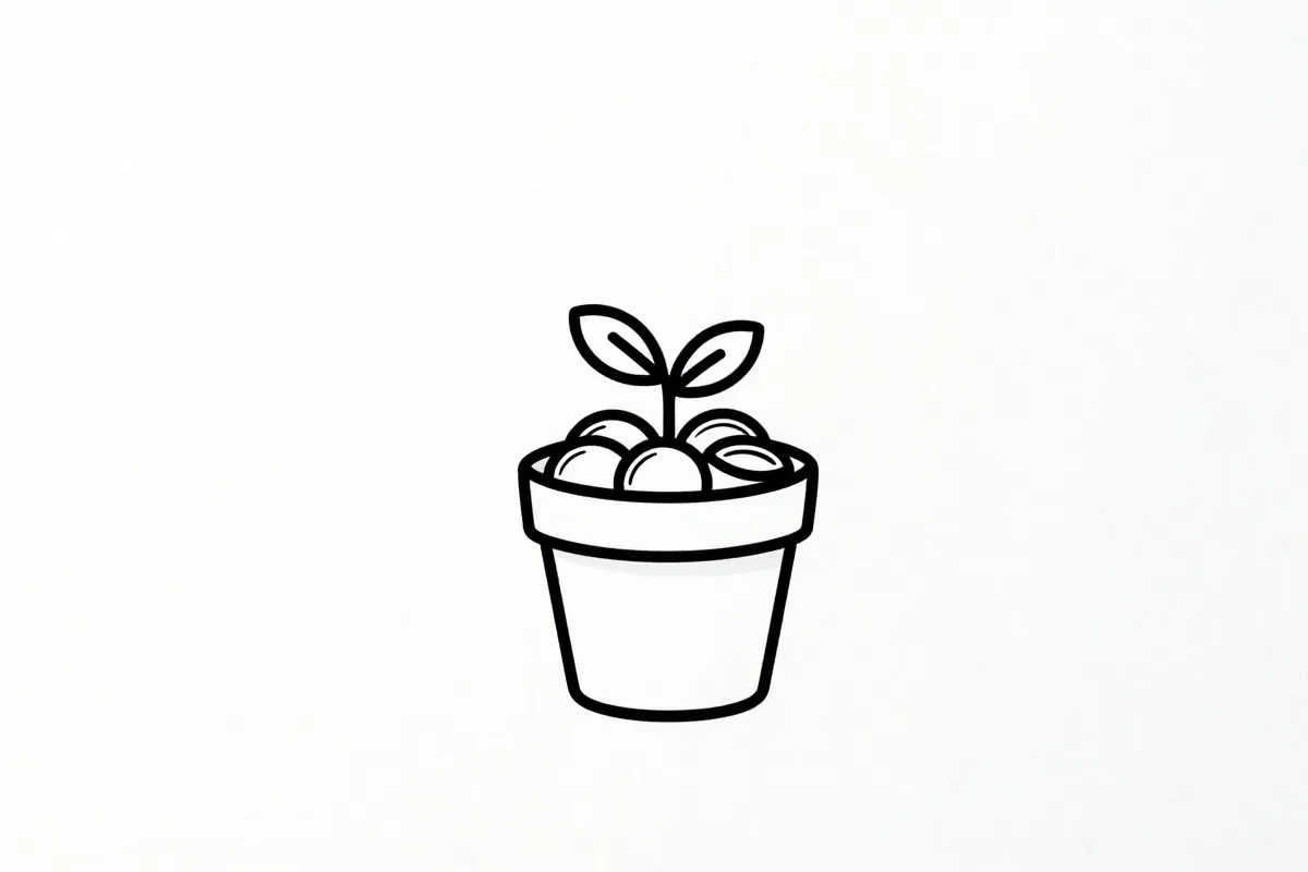 a small plant growing out of a pot filled with coins