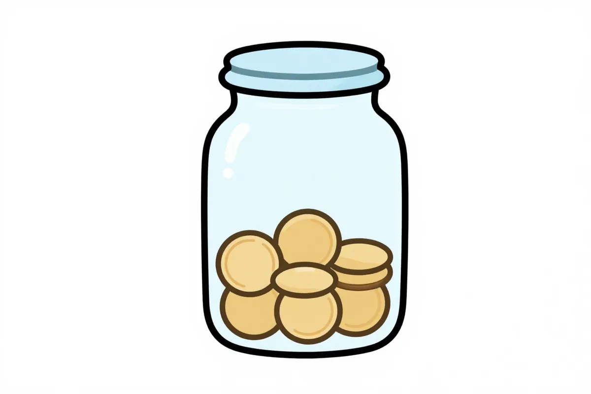 a glass jar filled with coins