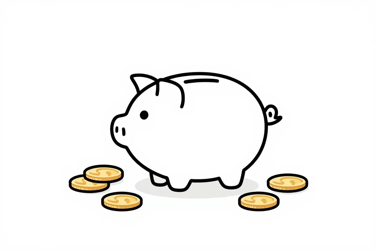 a piggy bank surrounded by coins