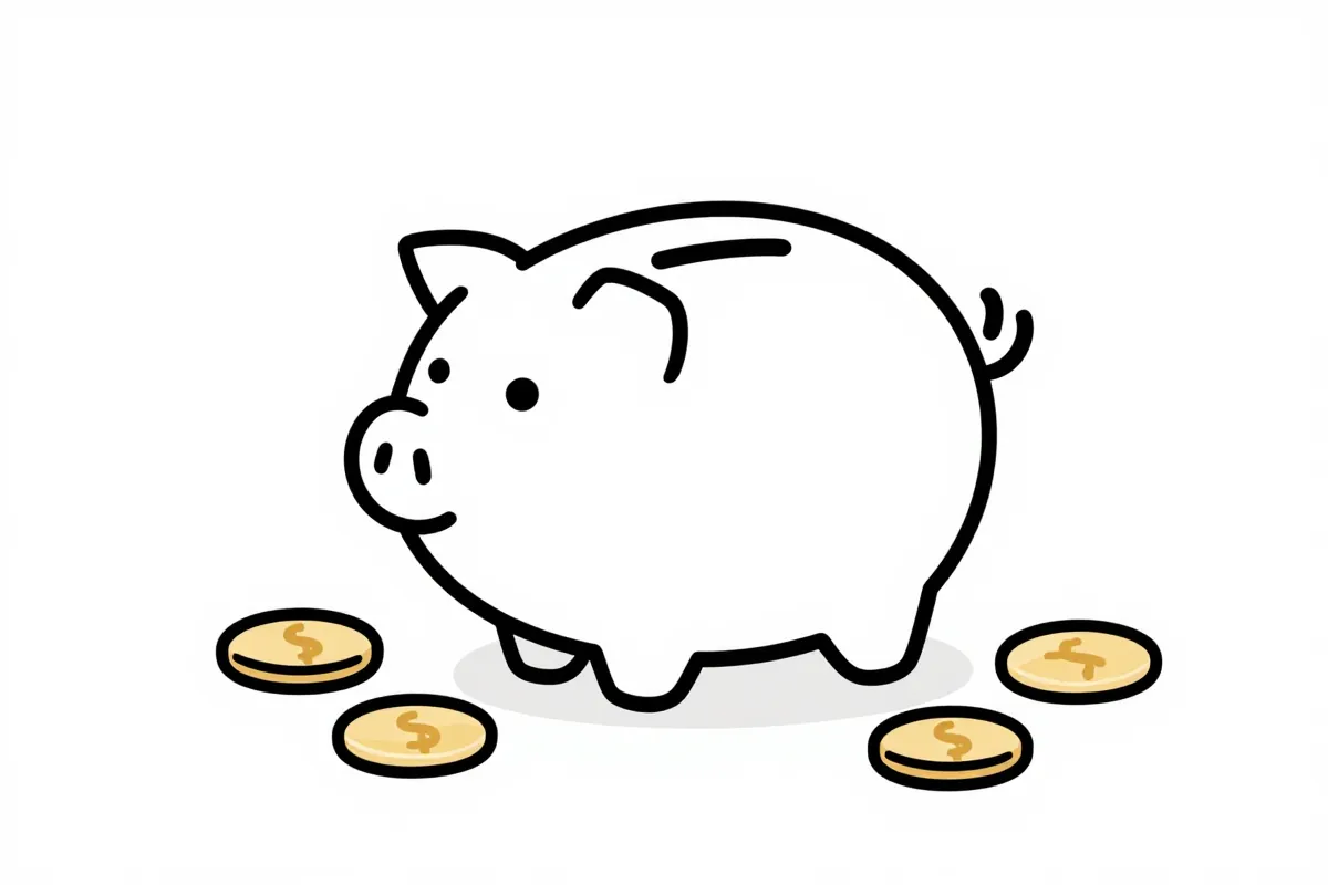 a piggy bank surrounded by coins